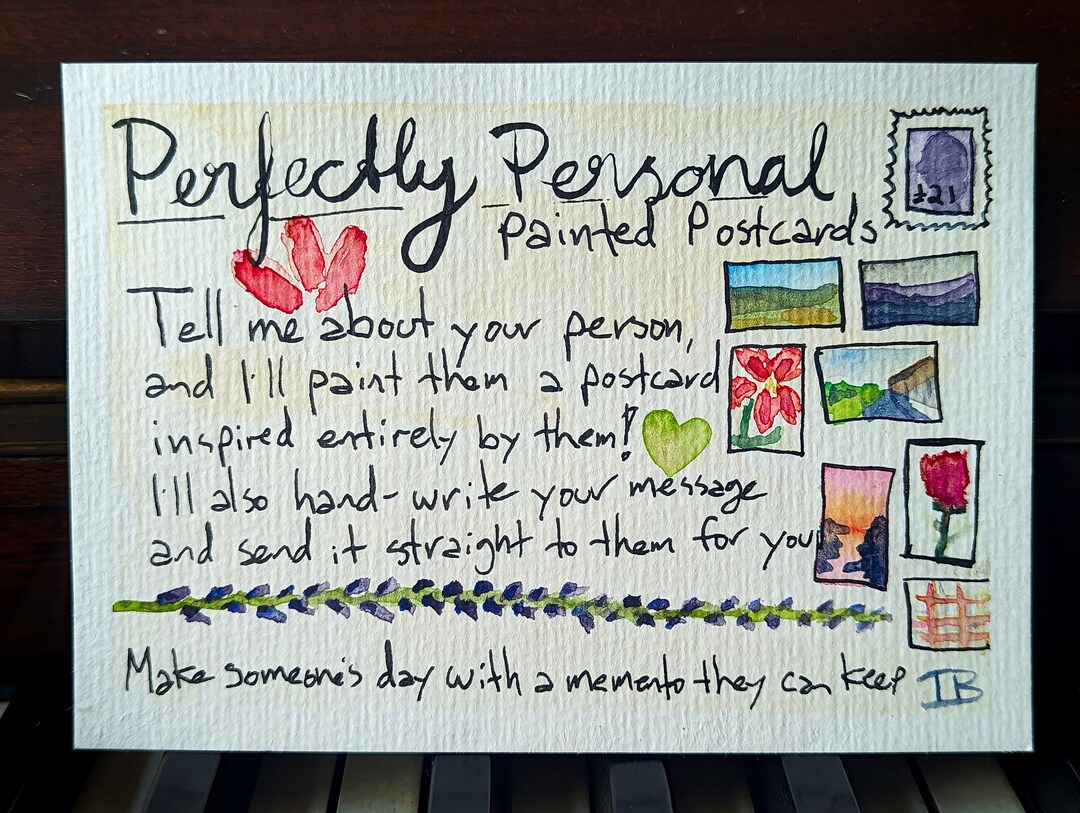 Perfectly Personal Painted Postcard Etsy UK