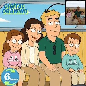Portret z kreskówki Family Guy, niestandardowy portret Family Guy, spersonalizowany rysunek z kreskówki, cyfrowy prezent dla par, niestandardowy rysunek cyfrowy