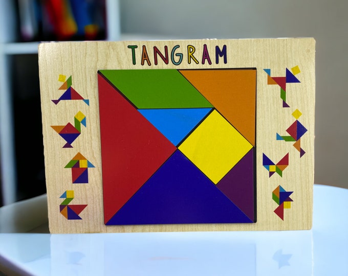 Logic Wooden Puzzle Tangram Puzzle Educational Game Children's Toy Montessori Educational Gift for 3-8 Year Olds