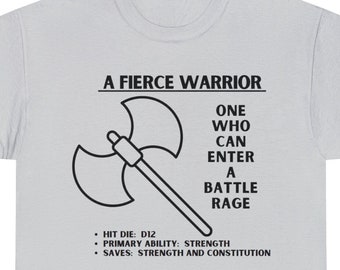 T-Shirt Barbarian Tee, Pick Your Color, Up To 5x Sizing, Barbarian D&D Dungeons And Dragons Class T-Shirt, Birthday Gift For Him or Her Tee