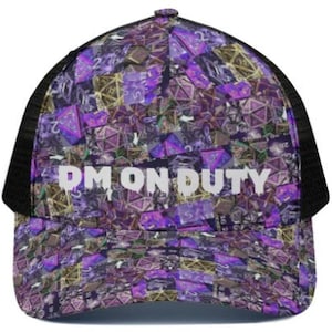 Dm On Duty Hat, Dm Gift With Black Mesh Back, Adjustable Cap, Rpg Fashion, Dungeon Hat, Baseball Dice Cap, Medium, Dice Lover Gift