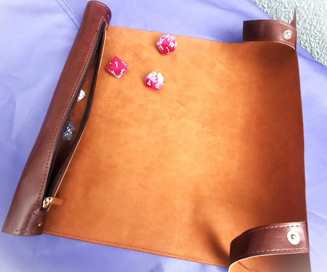 Brown Rolling Dice Mat With Elegant Tan Velvet Inlay and Etsy