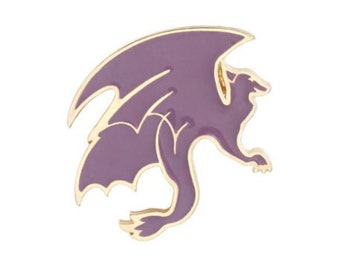 Sparkly Purple Dragon Pin, Dungeons And Dragons Dice Pins, Fantasy-inspired Pin, Purple And Gold Pin Set, Unique Gift For Best Friends