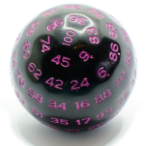 Resin D100 Black With Purple Numbering Dice, Dungeons And Dragons Dice, Tabletop Gaming Dice, Unique D100 Dice, Role-playing Game Dice Gift