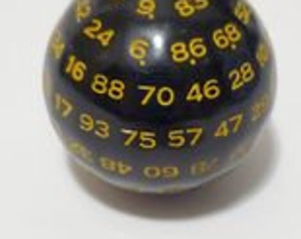 Resin D100 Black With Yellow Numbering, Dungeons And Dragons Dice, Yellow Numbering Dice, Black Base Dice, D100 Dice, Unique Dice Gift Set