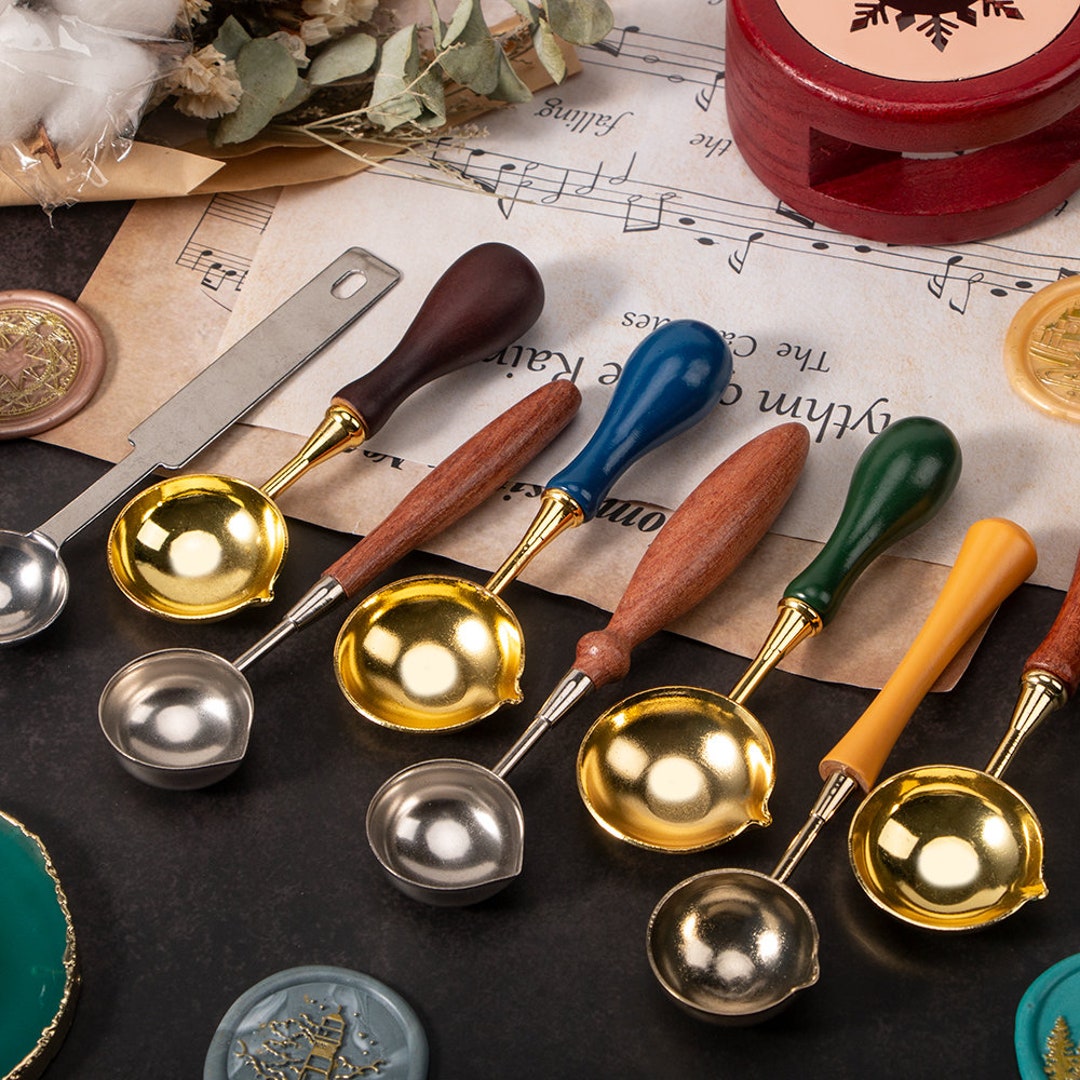 Newest Antique Retro Fire Paint Sealing Wax Melting Spoon Retro DIY Seal  Wax Stamp Craft Gift Supplies Melting Stamp Spoons Tool
