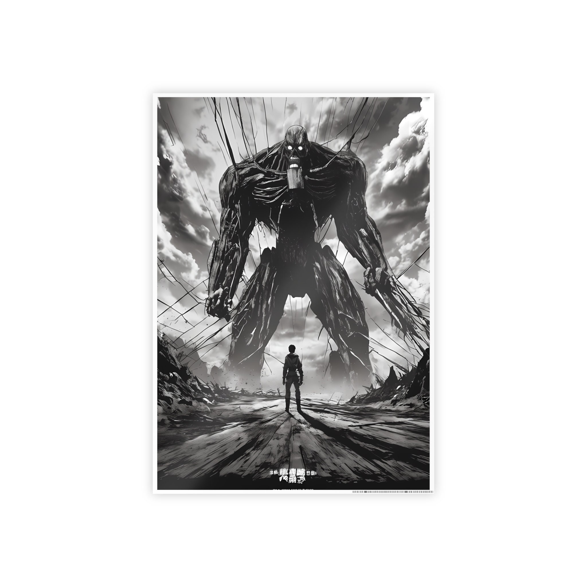 Attack On Titan Final Season Black and White Poster Black Tee, Official  Apparel & Accessories, Atsuko - Attack on Titan