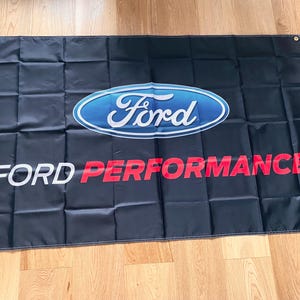 Drapeau Ford En Tissu 90x150 Cm - Bannière Décoration Murale Garage Intérieur Extérieur