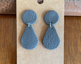 Upcycled Geniune Leather Teardrop Earrings