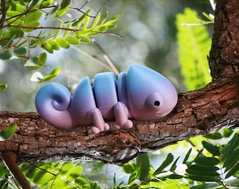 Multi colored pastel Rainbow Chameleon 3D Printed Figure