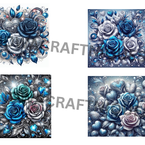 Blue/Silver Roses