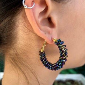 Midi Multi Colored Hoops - Colorful Small Beaded Earrings - Amazing Trendy Dainty Earrings - Cool Hoop Lovers Jewelry - Gift for Her