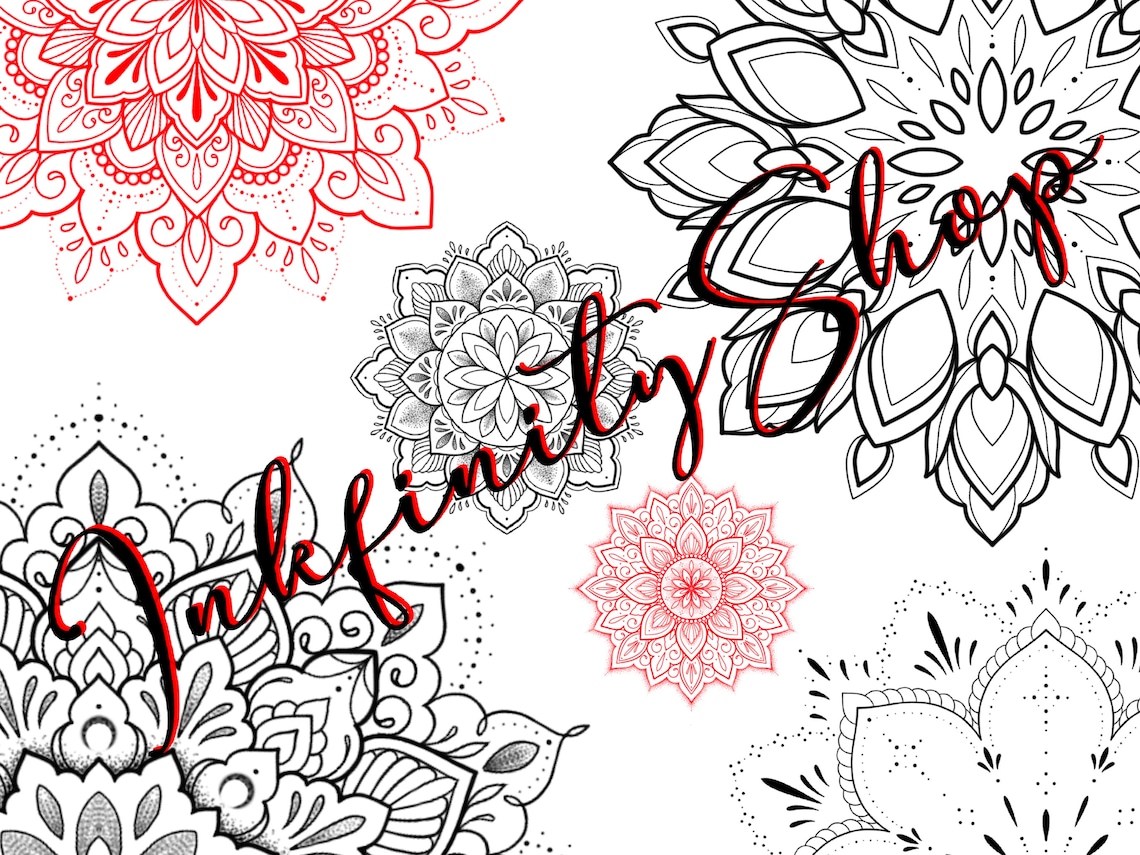 55x Procreate Mandala Stamp Brush Set | Ornamental Tattoo Designs for ...