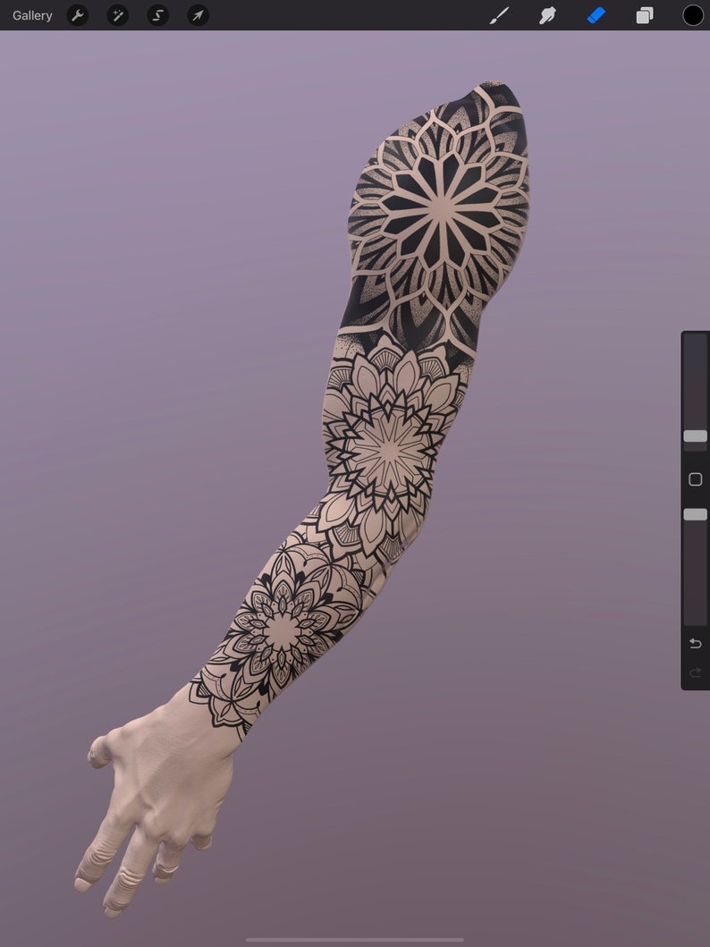 55x Procreate Mandala Stamp Brush Set | Ornamental Tattoo Designs for ...