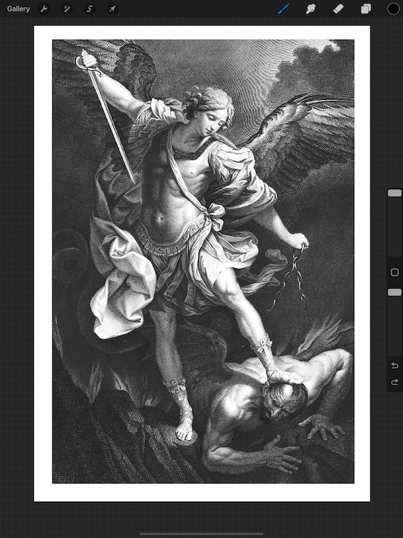 St Michael Tattoo Stencil