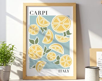 Lemon wall art, Italian inspired wall decor, summer fruit poster, citrus poster, trendy Italian wall art, kitchen print, kitchen wall decor