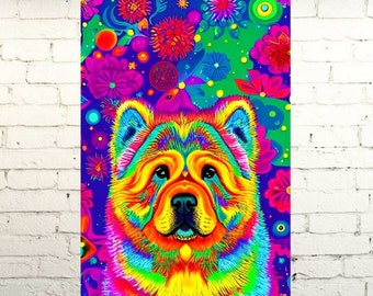Chow Chow Canvas Print, Chow Chow Poster, Dog Canvas Art Print, Chow Chow Pet Portrait Wall Art, Abstract Dog Wall Art Print 16”x23”