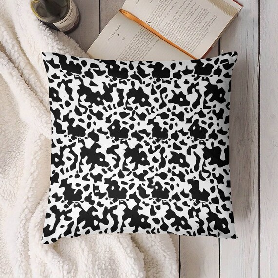 Cow Print Plush Pillow Cover Soft Pillow Cover Invisible Zipper