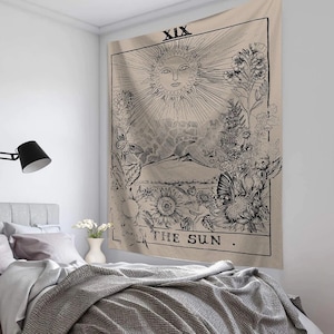 Vintage tarotkaarten astrologie zon wandtapijten muur hangende kunst aan de muur, tarotkaart zon, maan, ster wandtapijten, wandtapijten voor kamers decoratie