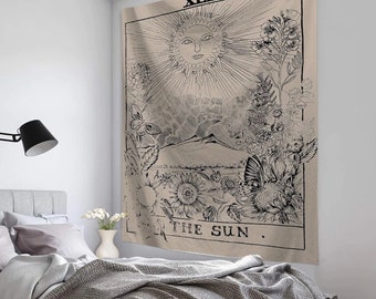 Vintage Tarot Karten Astrologie Sun Tapisserie Wandbehang Wandkunst, Tarot Karte Sonne, Mond, Stern Wandteppiche, Wandteppiche für Raumdekoration