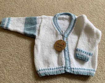 Cardigan bambino azzurro e bianco