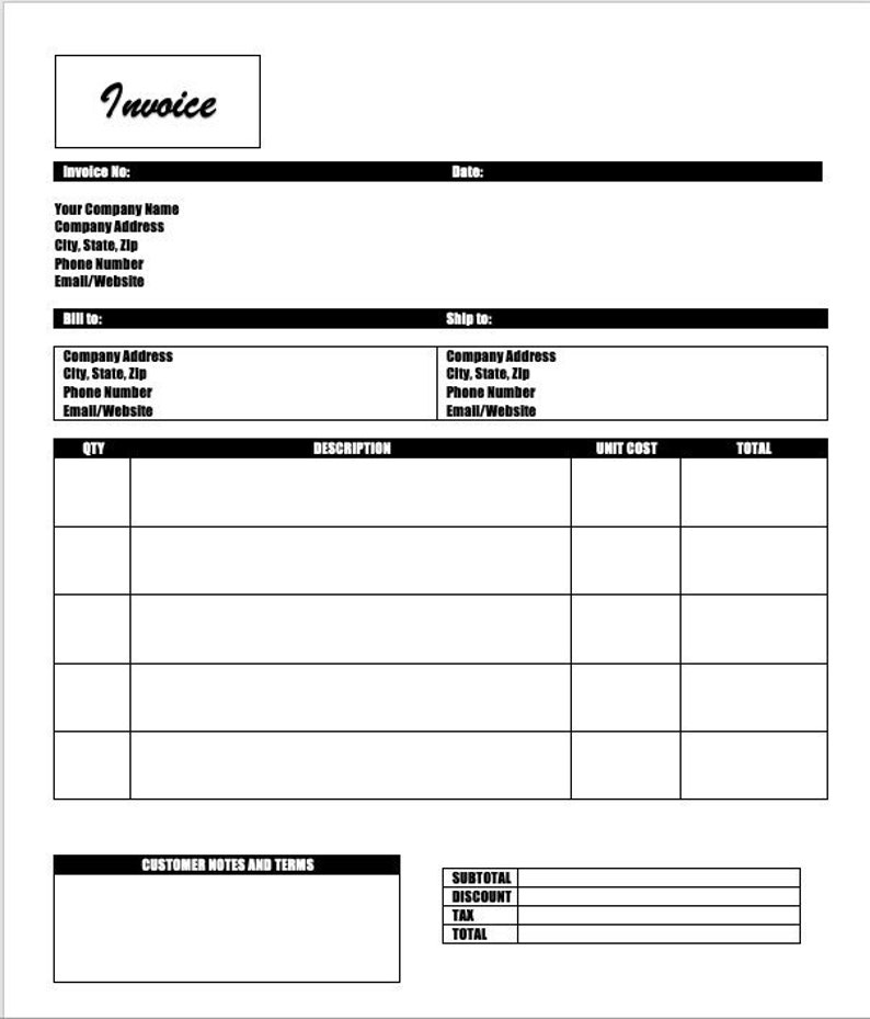 Simple and Basic Professional Invoice Template for Small Business ...