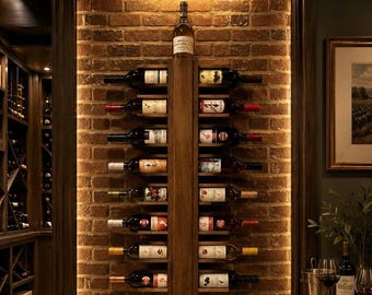 Walnut Wine Rack – 16-Bottle Display with Smooth Sliding And Wine Label Showcasing