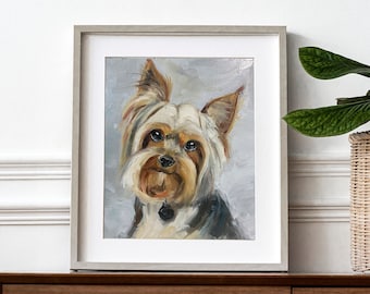 Dog Portrait Canvas Oil Painting Original Funny Pet Portrait Yorkie Art Dog Remembrance Gift Yorkshire Terrier Art Yorkie Gifts Dog Art Work