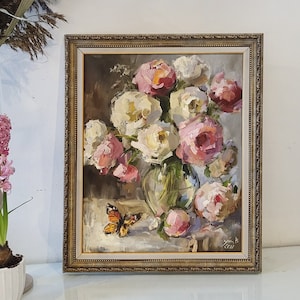 Pink Peonies Original Oil Painting Peony original art Peony Wall Art Flowers Wall Decor Peony Artwork Floral Wall Decor Canvas painting