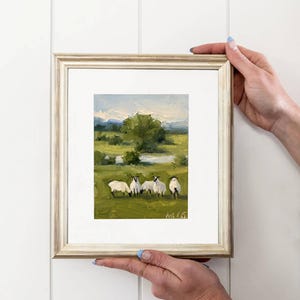 Irish Landscape Oil Painting On Canvas Sheep Painting Abstract Ireland Painting Irish Art Meadow Painting Countryside Small Format Art Work