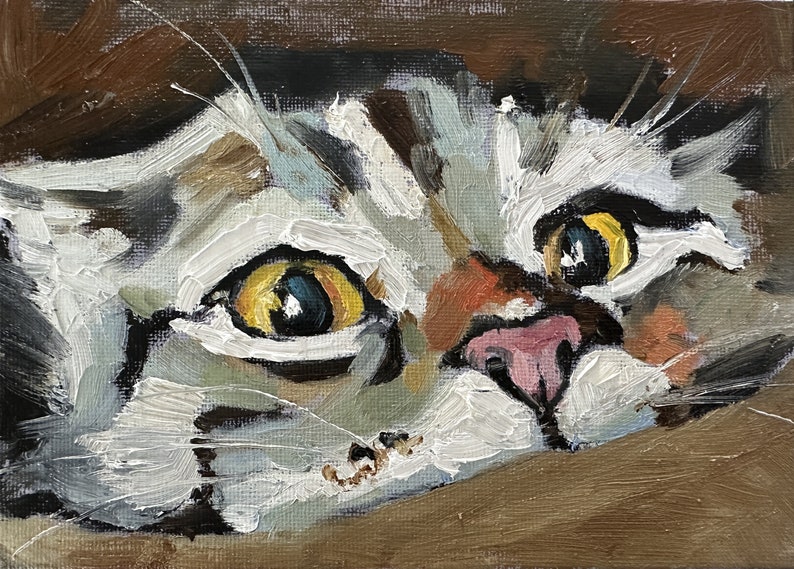 Custom Cat Portrait Oil Painting Pet Portrait Canvas Custom Pet Painting Cat Artwork Original Cat Art Gift For Cat Lovers Cat Owner Gift 5x7 canvas board inches