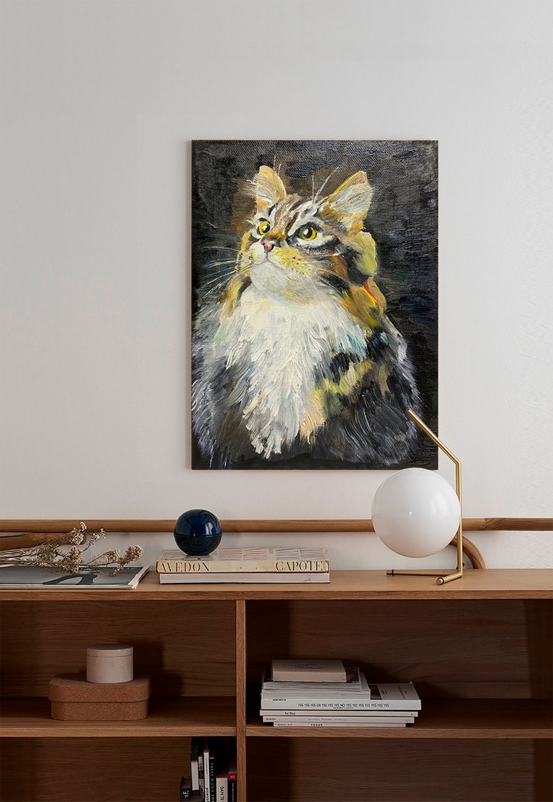 Custom Cat Portrait Oil Painting Pet Portrait Canvas Custom Pet Painting Cat Artwork Original Cat Art Gift For Cat Lovers Cat Owner Gift image 8