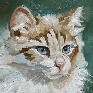 Custom Cat Portrait Oil Painting Pet Portrait Canvas Custom Pet Painting Cat Artwork Original Cat Art Gift For Cat Lovers Cat Owner Gift 18x24 stretched canv inches