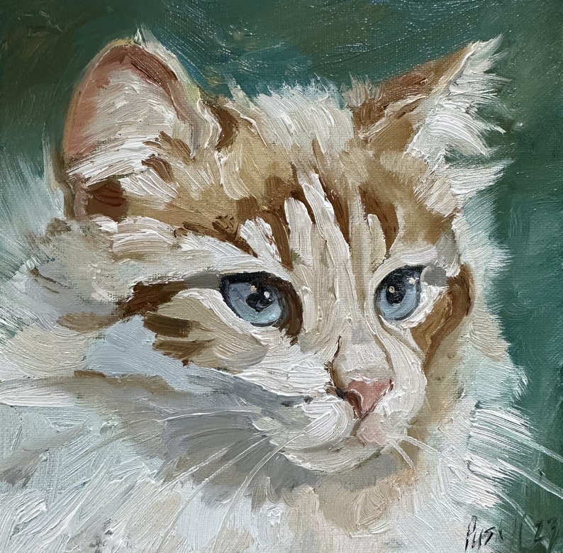 Custom Cat Portrait Oil Painting Pet Portrait Canvas Custom Pet Painting Cat Artwork Original Cat Art Gift For Cat Lovers Cat Owner Gift 18x24 stretched canv inches