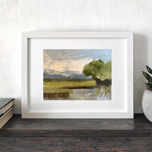 Salt Marsh Painting Mini Canvas Painting Small Oil Painting Mini Original Art Abstract Landscape Miniature Painting Tiny Framed Painting