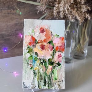 Peonies original oil painting Flowers samll artwork Original art Small painting Peony wall art Pink peonies original art Floral wall decor