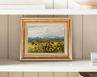 Peinture à l'huile de tournesol fleurs originales de ferme tournesol Art mural abstrait tournesol art fluide automne paysage pittoresque peinture d'automne