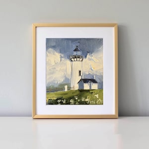Lighthouse Canvas Oil Painting Miniature Painting Lighthouse Decor Oregon Coast Wall Art Original Artwork Scenic Art Landscape Oil Painting