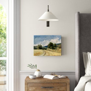 Scenic Landscape Canvas Original Oil Painting Hillside Art Fall Artwork Rainy Painting Nature Painting Cloud Painting Countryside Wall Art image 3