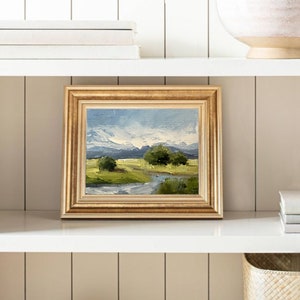 River Canvas Small Oil Painting Riverwalk Original Art Landscape Abstract Tiny Painting Hallway Art Countryside Painting Small Format Art image 5