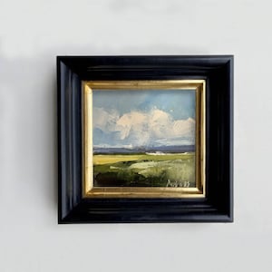 Summer Meadow Oil Painting Wildflower Field Art Nature Wall Art Minature Landscape Mini Painting Small Framed Abstract Art Textured Painting