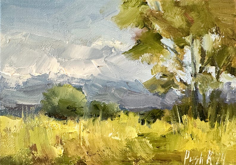 Lonely Tree Original Oil Painting Landscape Mini Painting Small