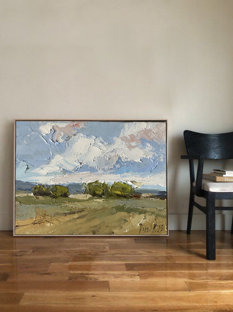 Landscape Custom Oil Painting On Canvas Original French Country Art Abstract Large Canvas Art Custom Nature Art Cloud Modern Oil Painting 24х36 stretched canv inches