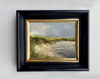 Abstract coastal artwork original oil painting on canvas impressionist seascape ocean art beachy wall art small nautical beach house decor