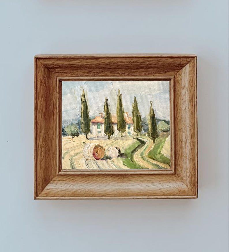 Italian Villa Tuscany Oil Painting on Canvas Rolling Hills Art Fall