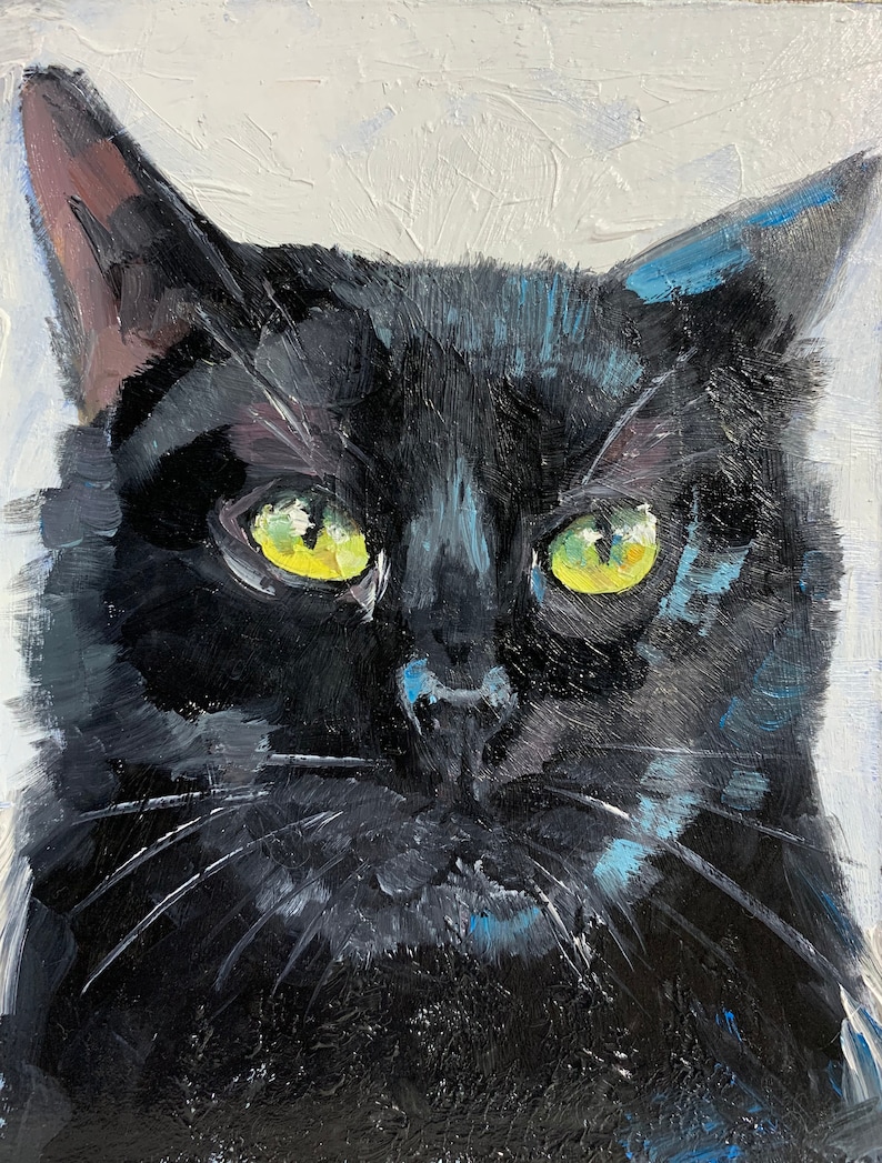 Custom Cat Portrait Oil Painting Pet Portrait Canvas Custom Pet Painting Cat Artwork Original Cat Art Gift For Cat Lovers Cat Owner Gift 9x12 stretched canv inches