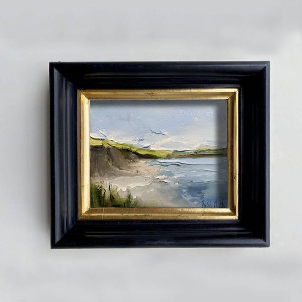 Abstract Coastal Oil Painting: Impressionist Seascape, Beach House Decor