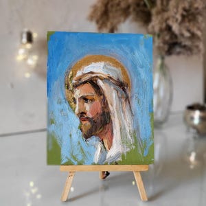 Jesus original Painting Small painting Christian Painting Jesus Wall Art Catholic Painting Jesus Artwork Biblical Painting Mini Original Art