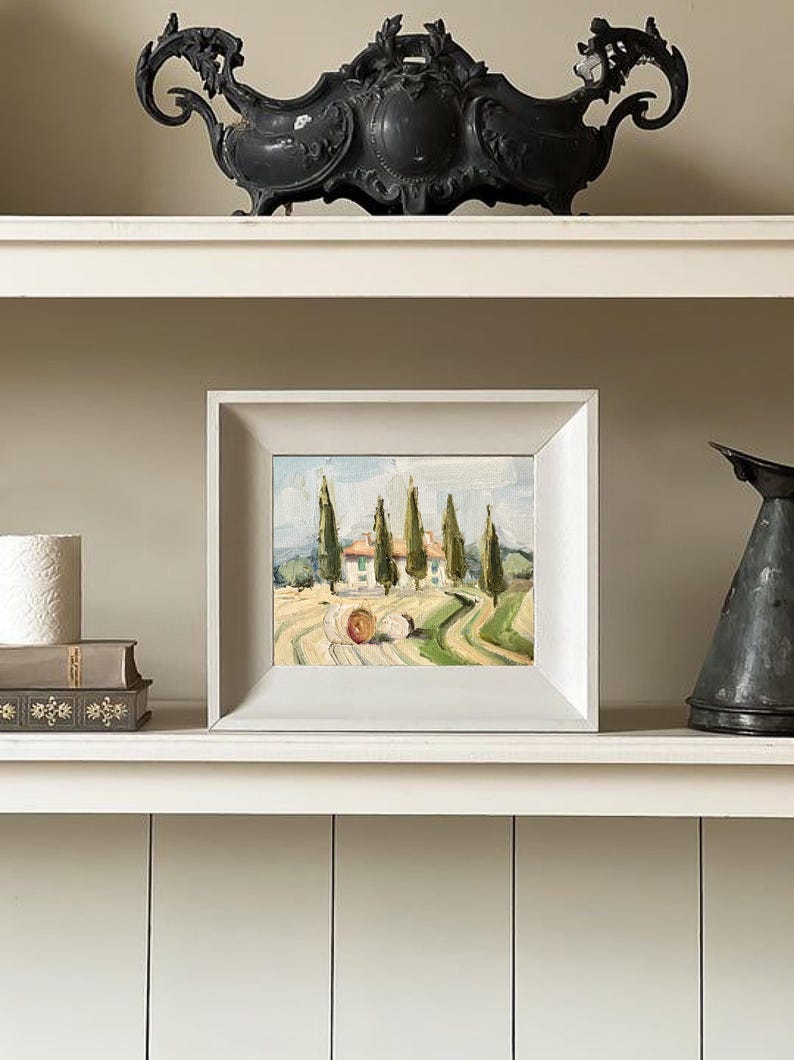 Italian Villa Tuscany Oil Painting on Canvas Rolling Hills Art Fall