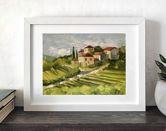 Tuscany Painting Mini Canvas Oil Painting Florence Artwork Italy Painting Italian Landscape Painting Italian Cypress Countryside Wall Art